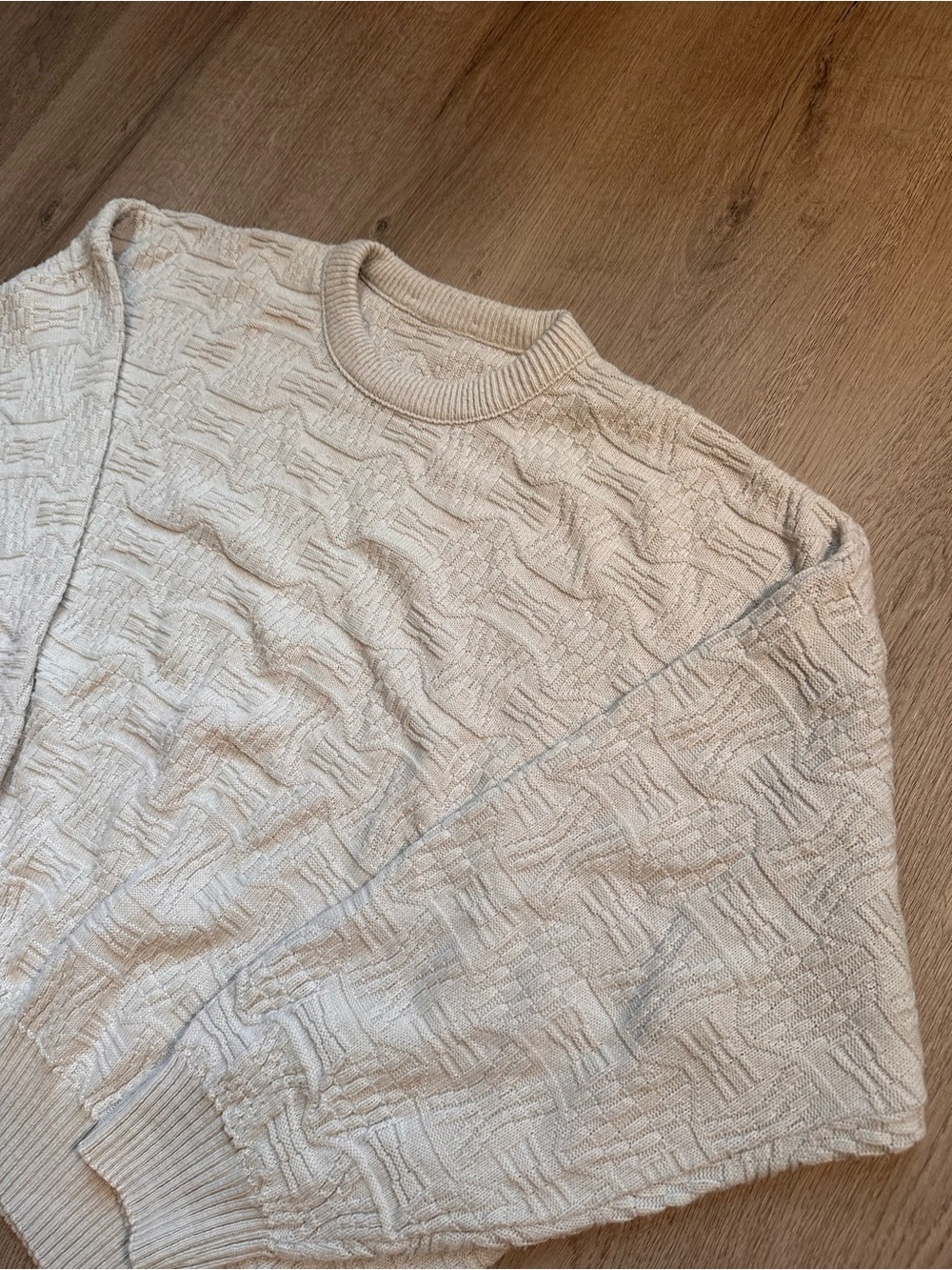 Vintage Grey Textured Crewneck Sweater